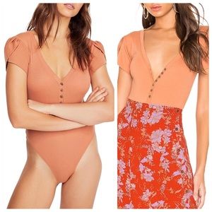Free People Mia Bodysuit in Santa Fe Orange, NWOT